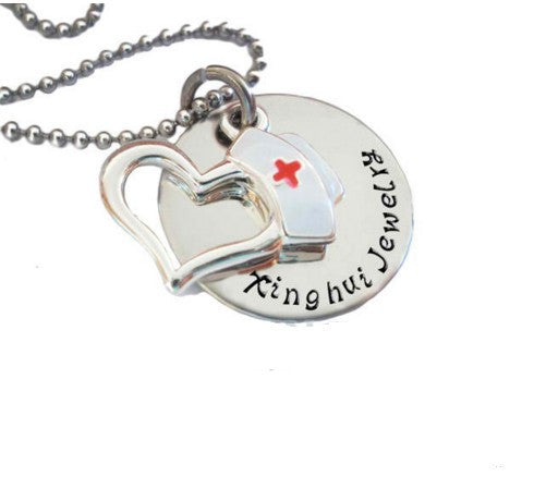 RN Nurse Open Heart Hat Necklace
