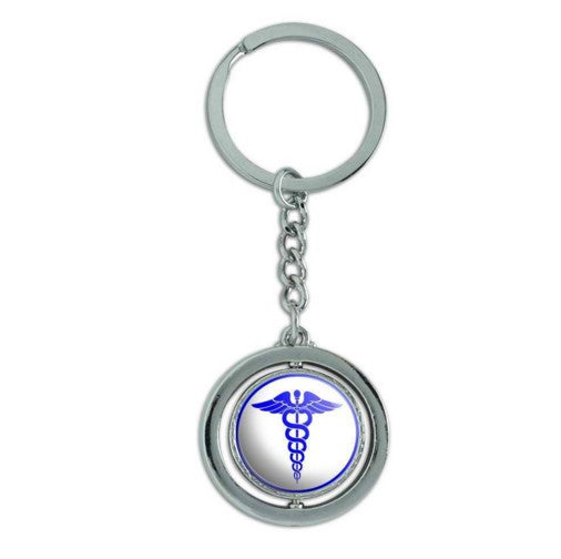 Doctor MD RN EMT Spinning Round Metal Key Chain